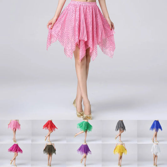 Women&#39;s Tutu Skirt Mini Short Skirt For Women Star Sequined Mesh Skirt Belly Latin Dancewear Fairy Tulle Skirt Costume Clothing